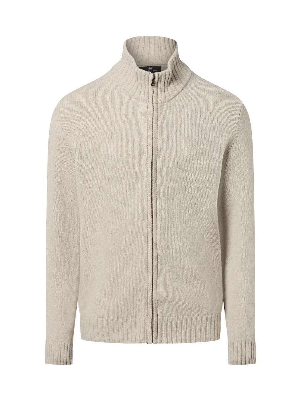 Nils Sundström Strickjacke mit Yak-Anteil Herren Schurwolle beige meliert, M