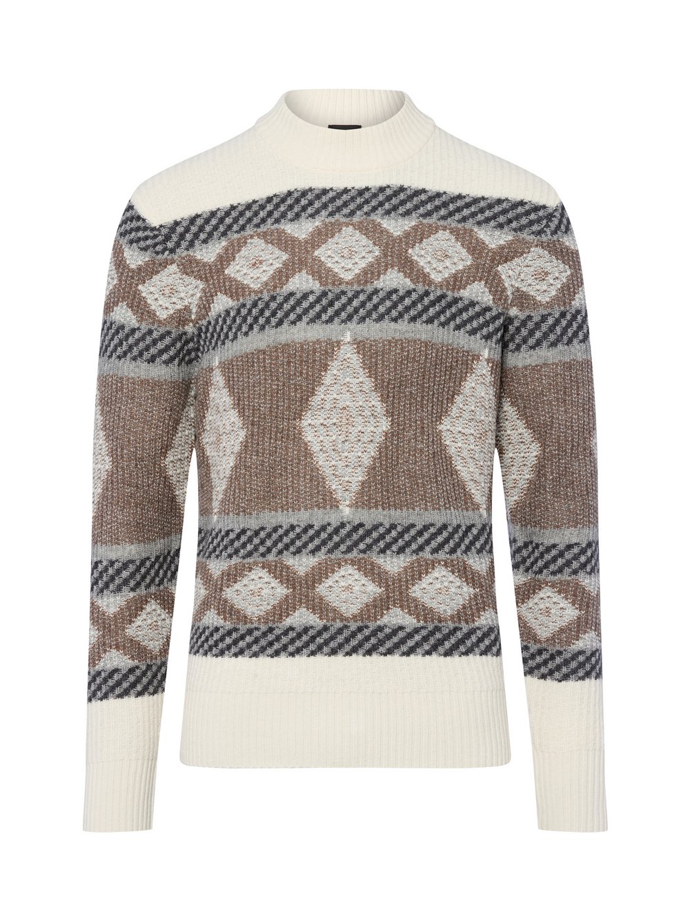 Bugatti Strickpullover Herren Wolle mehrfarbig gemustert, L