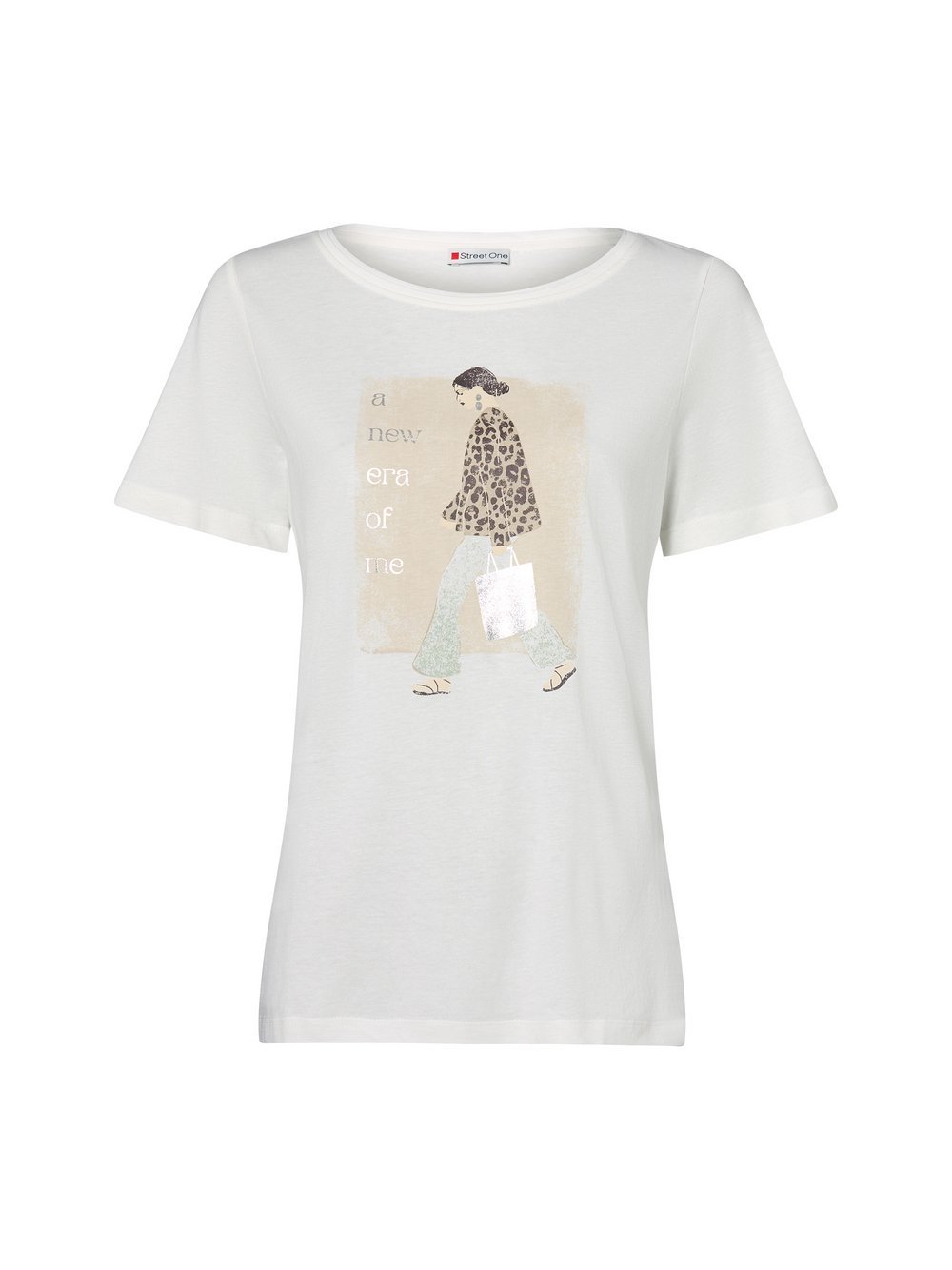 Street One T-Shirt Damen Baumwolle weiß bedruckt, 40