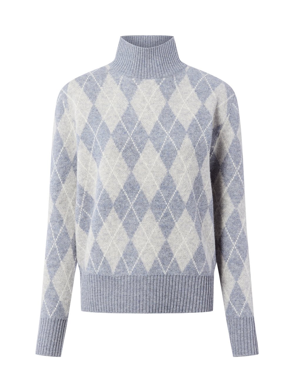 Marie Lund Pullover aus Merinowolle Damen grau kariert, M/L