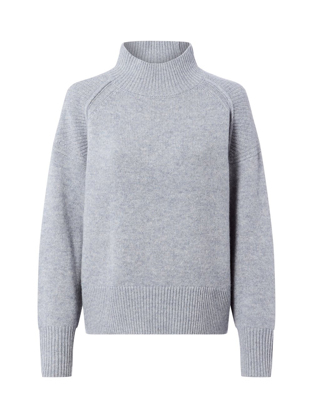 Marie Lund Pullover aus Merinowolle Damen Feinstrick grau meliert, L