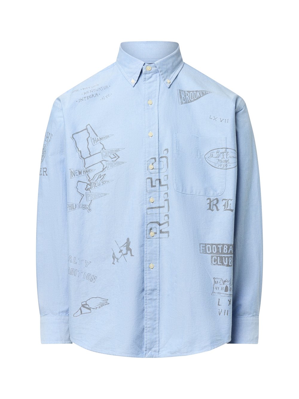 Polo Ralph Lauren Hemd Herren Modern Fit Baumwolle blau bedruckt, M