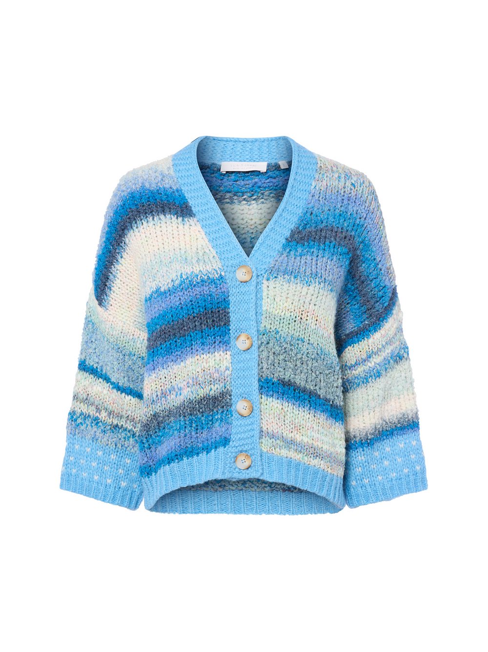 Rich & Royal Strickjacke mit Alpaka-Anteil Damen Grobstrick mehrfarbig gestreift, M