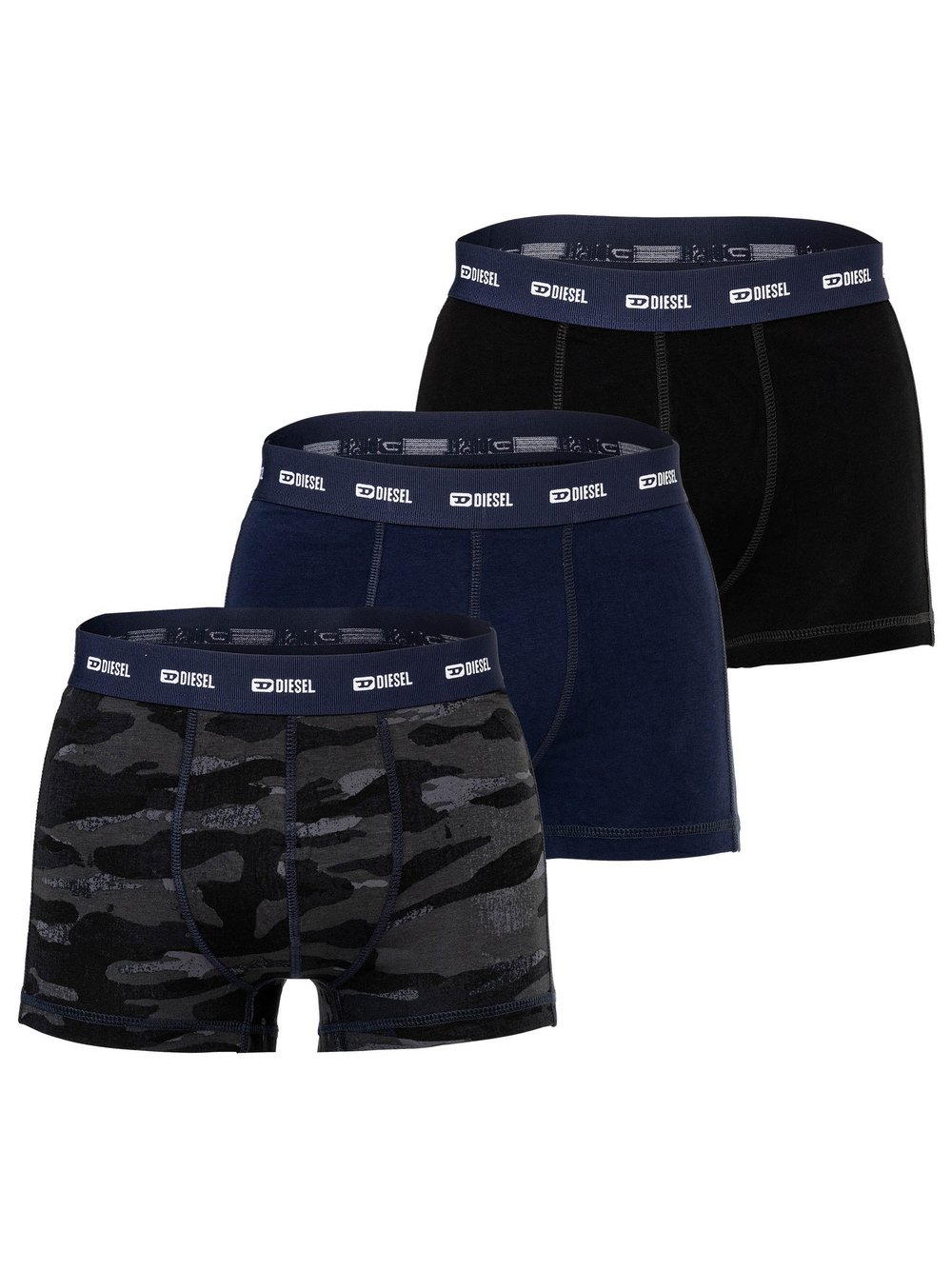 Diesel Boxershort 3er Pack Herren Baumwolle blau gemustert, M