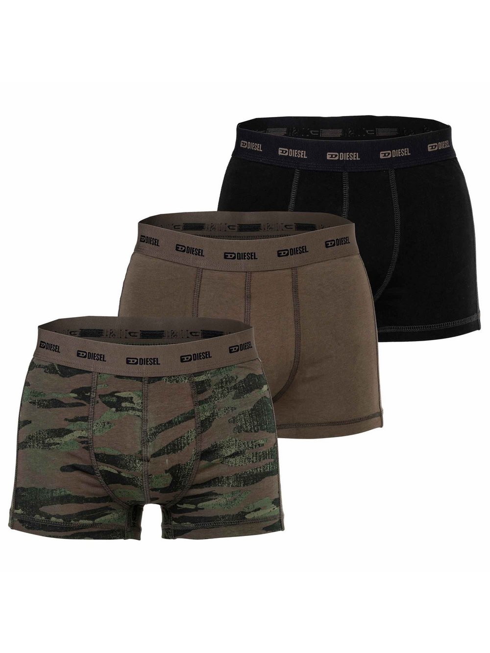 Diesel Boxershort 3er Pack Herren Baumwolle grau gemustert, M