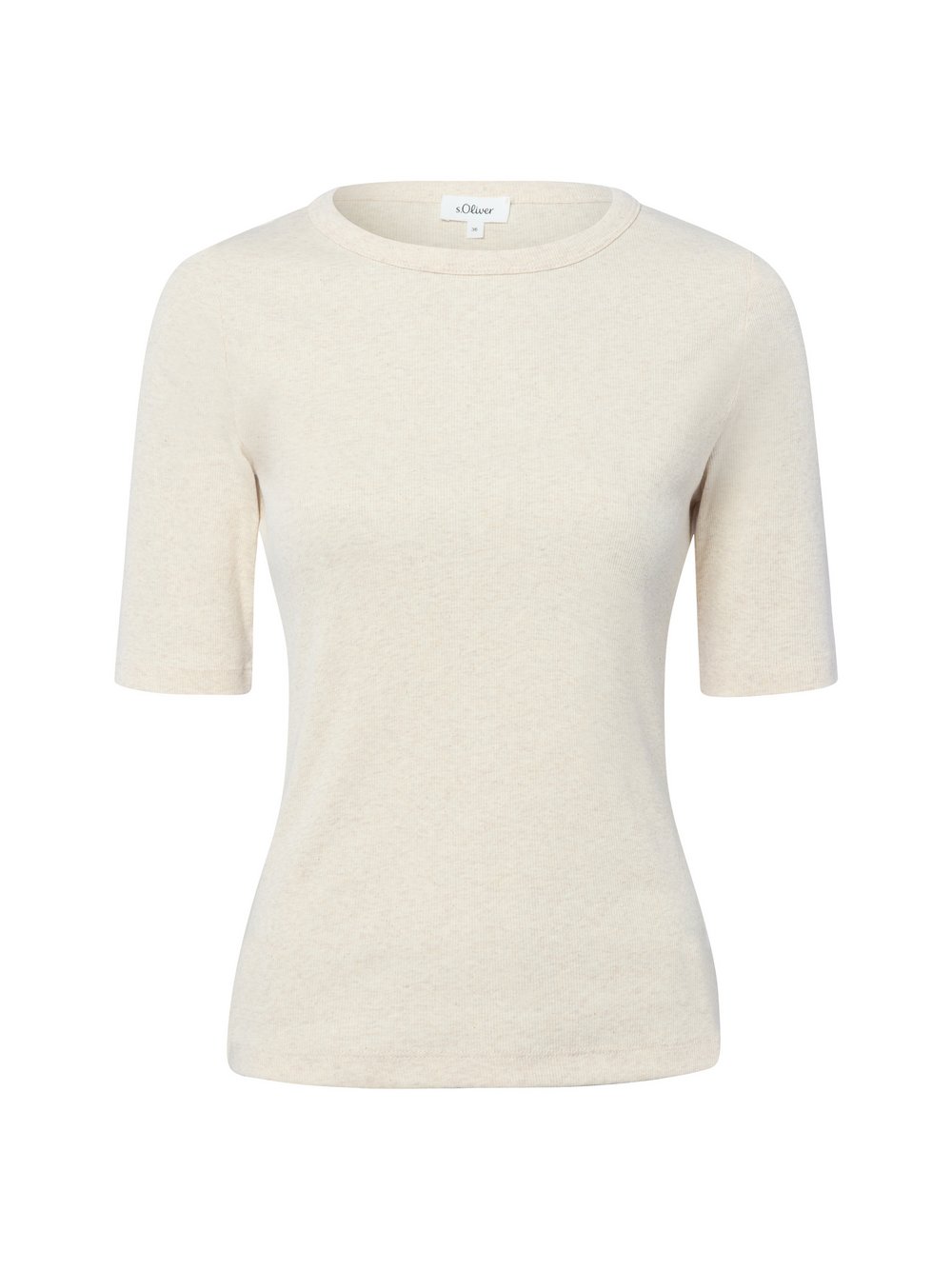 s.Oliver T-Shirt Damen Baumwolle beige meliert, 36