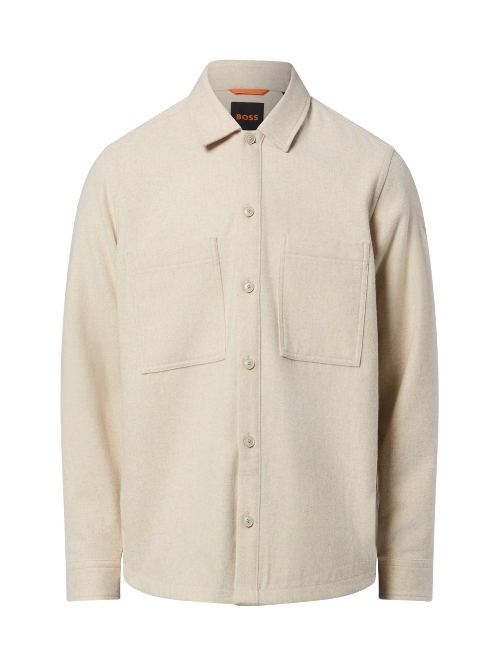 BOSS Orange Woll-Overshirt Herren Regular Fit Wolle beige meliert, XL