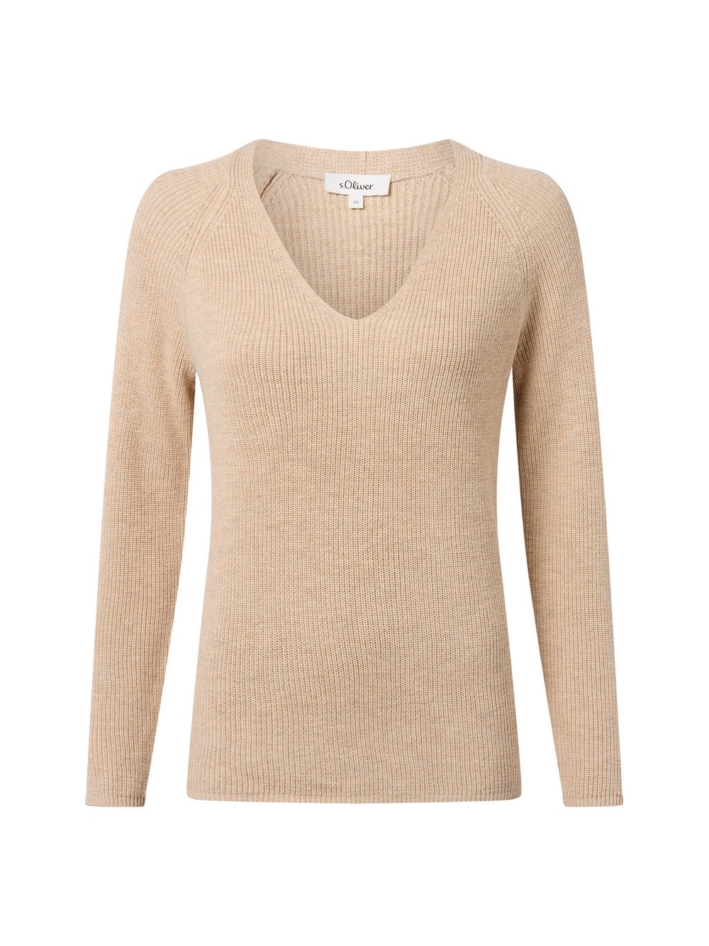 s.Oliver Strickpullover Damen Baumwolle beige meliert, 44