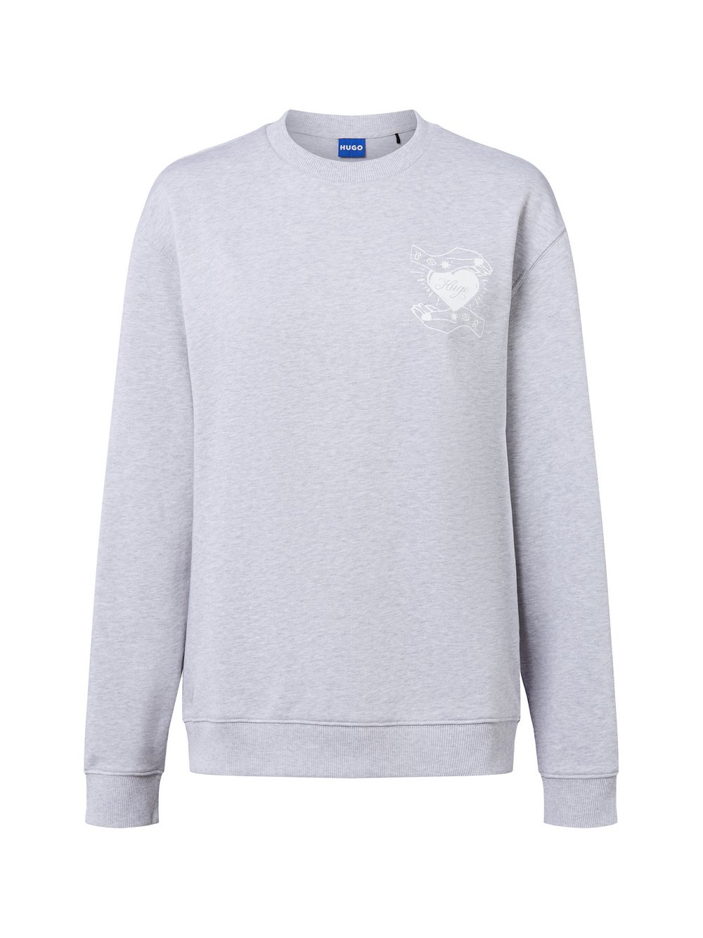 HUGO BLUE Sweatshirt Damen Baumwolle grau bedruckt, XS