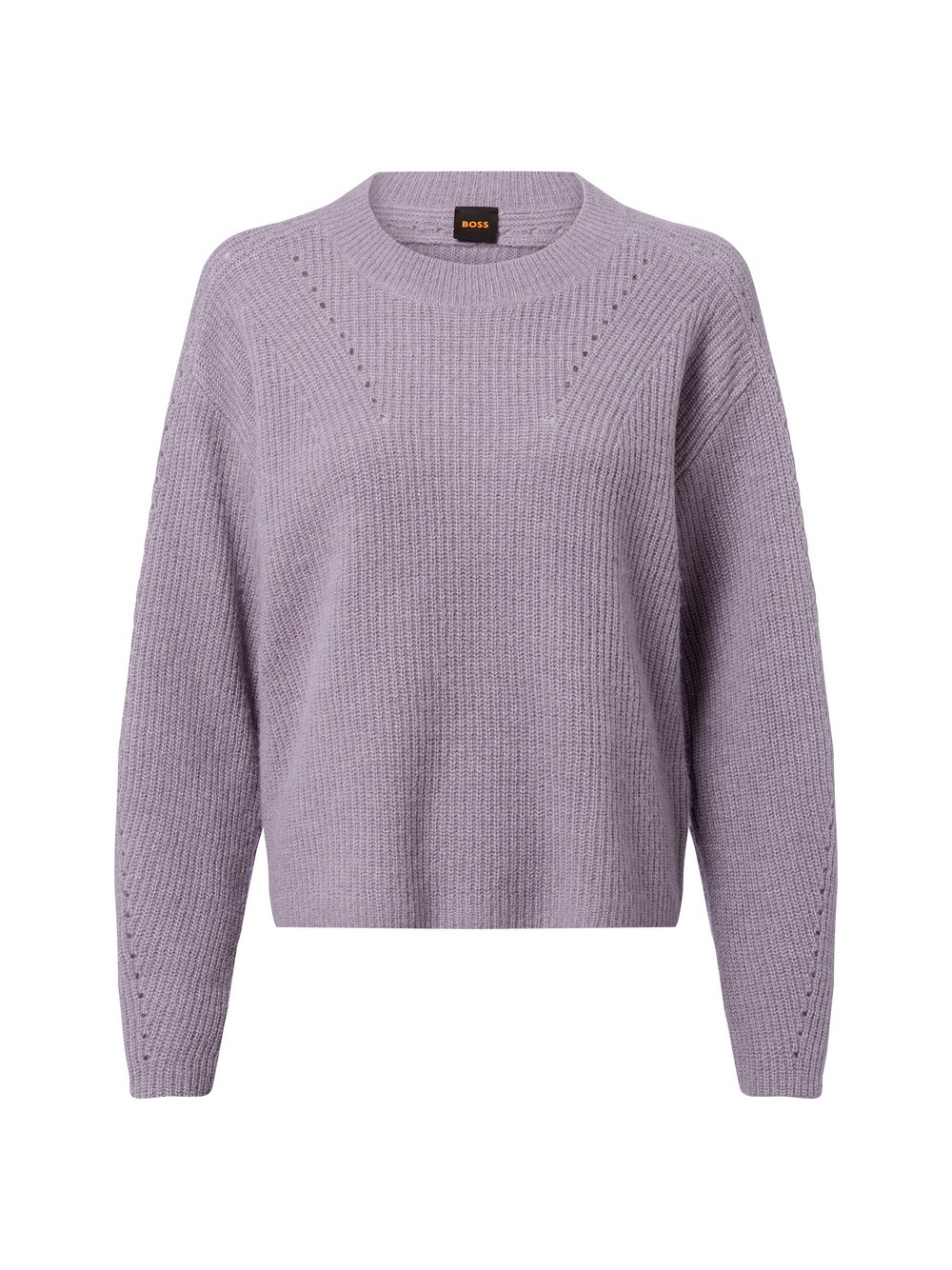 BOSS Orange Strickpullover mit Alpaka-Anteil Damen Wolle lila meliert, XS