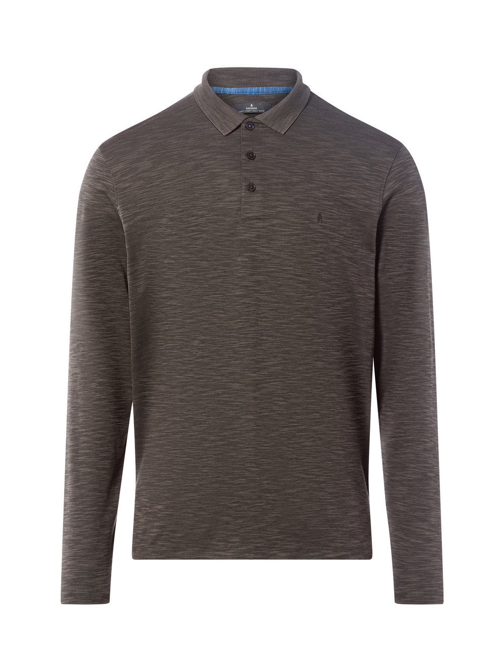 Ragman Langarm-Poloshirt Herren Baumwolle grau meliert, S