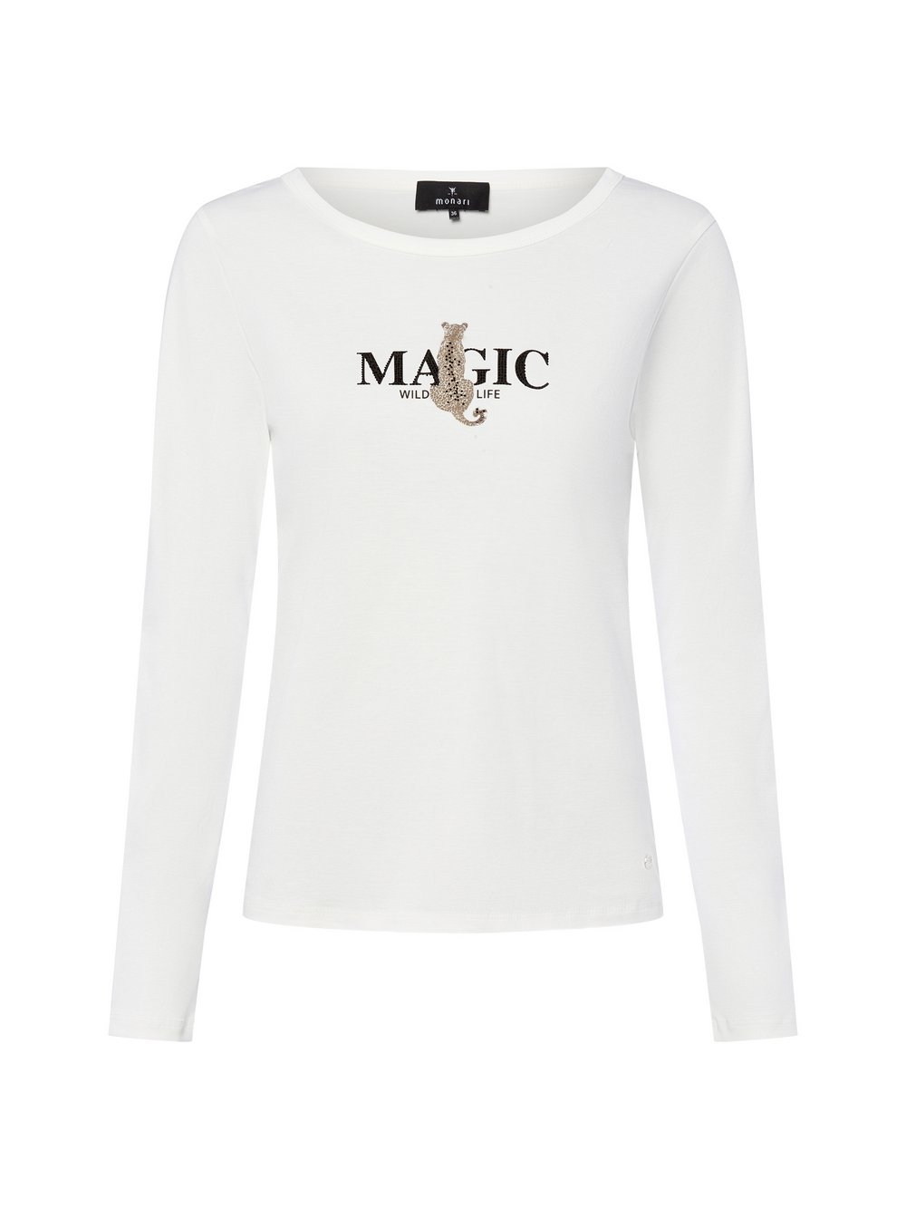 Monari Langarmshirt Damen Baumwolle weiß bedruckt, 44