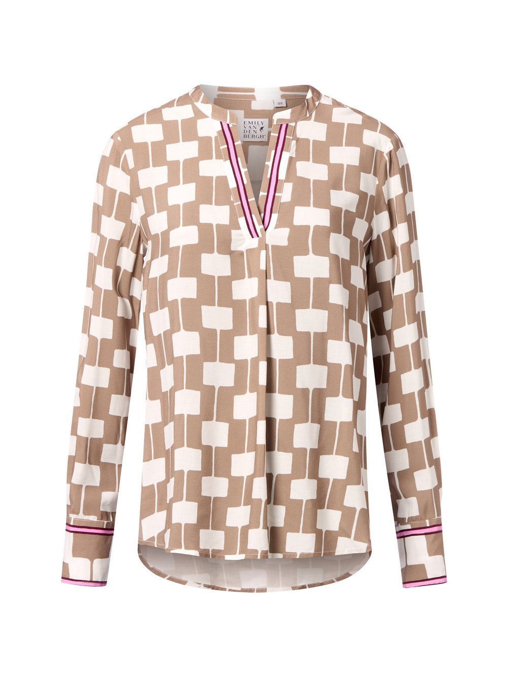 Emily van den Bergh Tunikabluse Damen Viskose braun gemustert, 44
