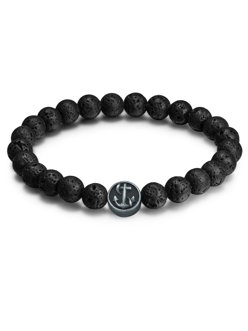 True Rebels Armband Herren Naturstein schwarz, ONE SIZE