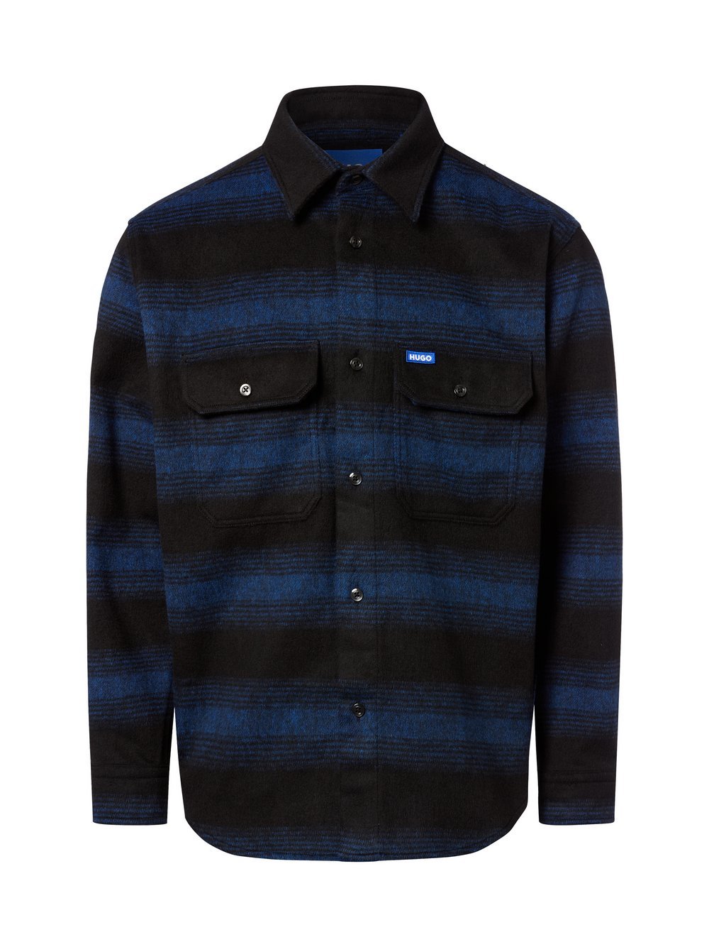 Thumbnail - HUGO BLUE Flanellhemd mit Wollanteil Herren Comfort Fit mehrfarbig kariert, XL