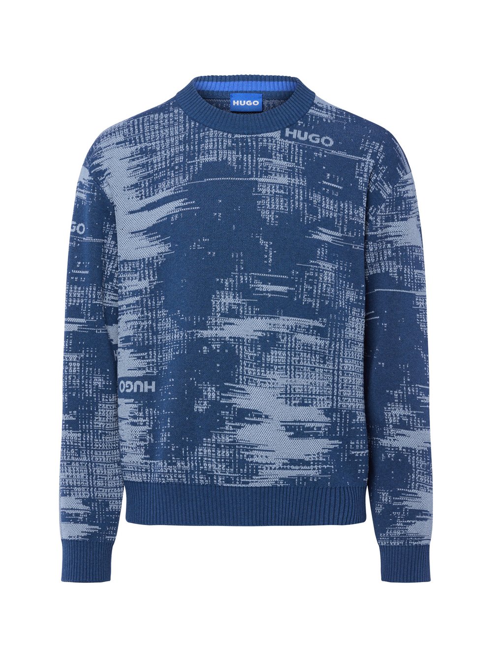 HUGO BLUE Strickpullover Herren Feinstrick mehrfarbig gemustert, S