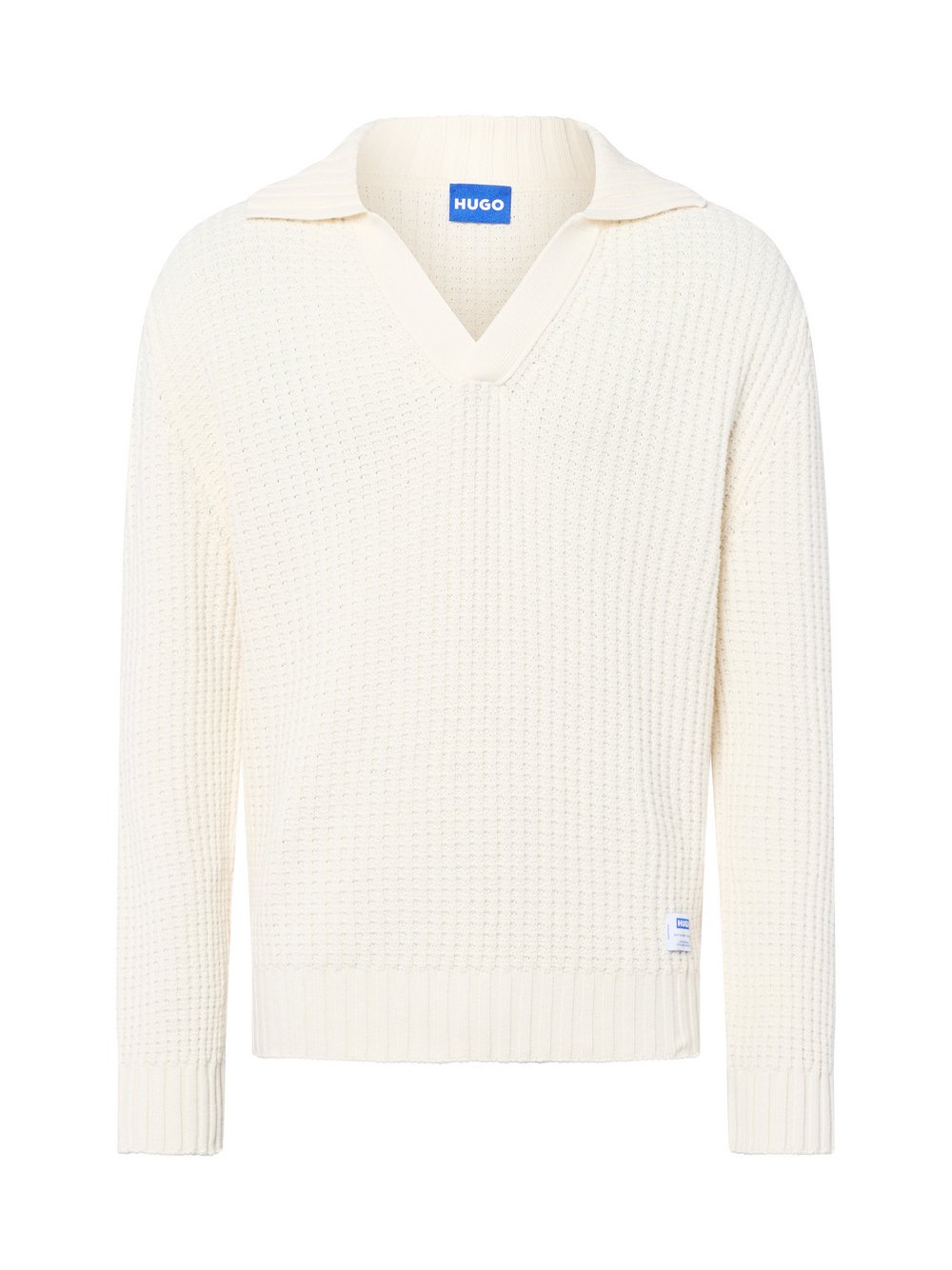 HUGO BLUE Strickpullover Herren Baumwolle weiß strukturiert, XL