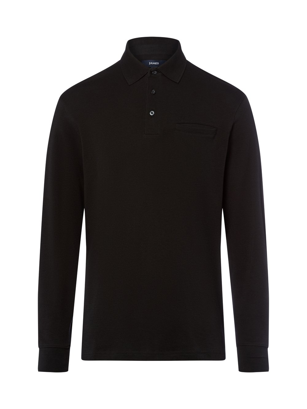 James Langarm-Poloshirt Herren Baumwolle schwarz, XXXL