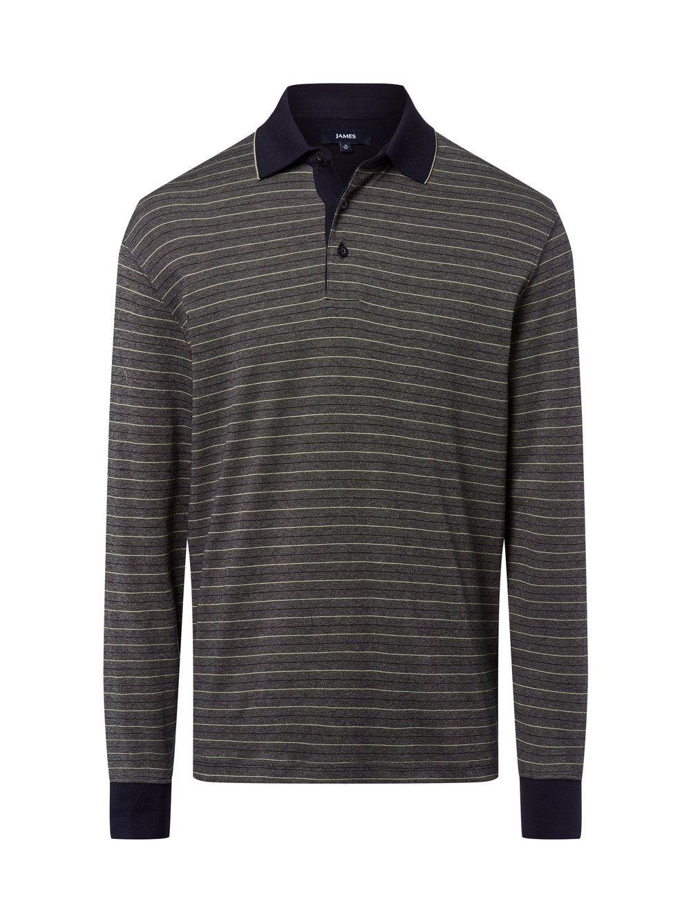 James Langarm-Poloshirt Herren Baumwolle blau gestreift, XXL