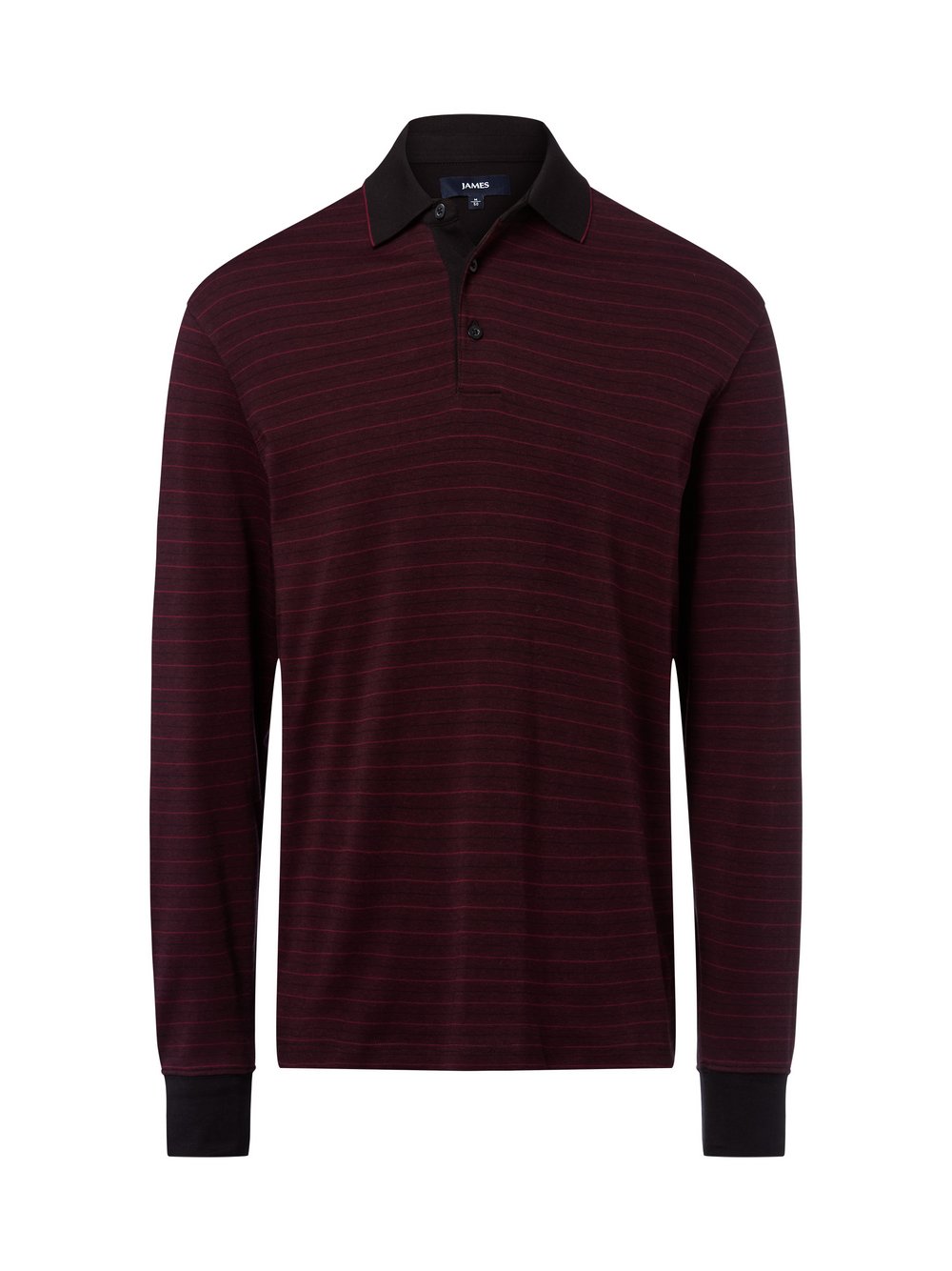 James Langarm-Poloshirt Herren Baumwolle rot gestreift, M