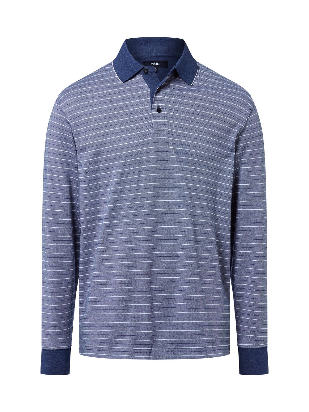 James Langarm-Poloshirt Herren Baumwolle blau gestreift, L