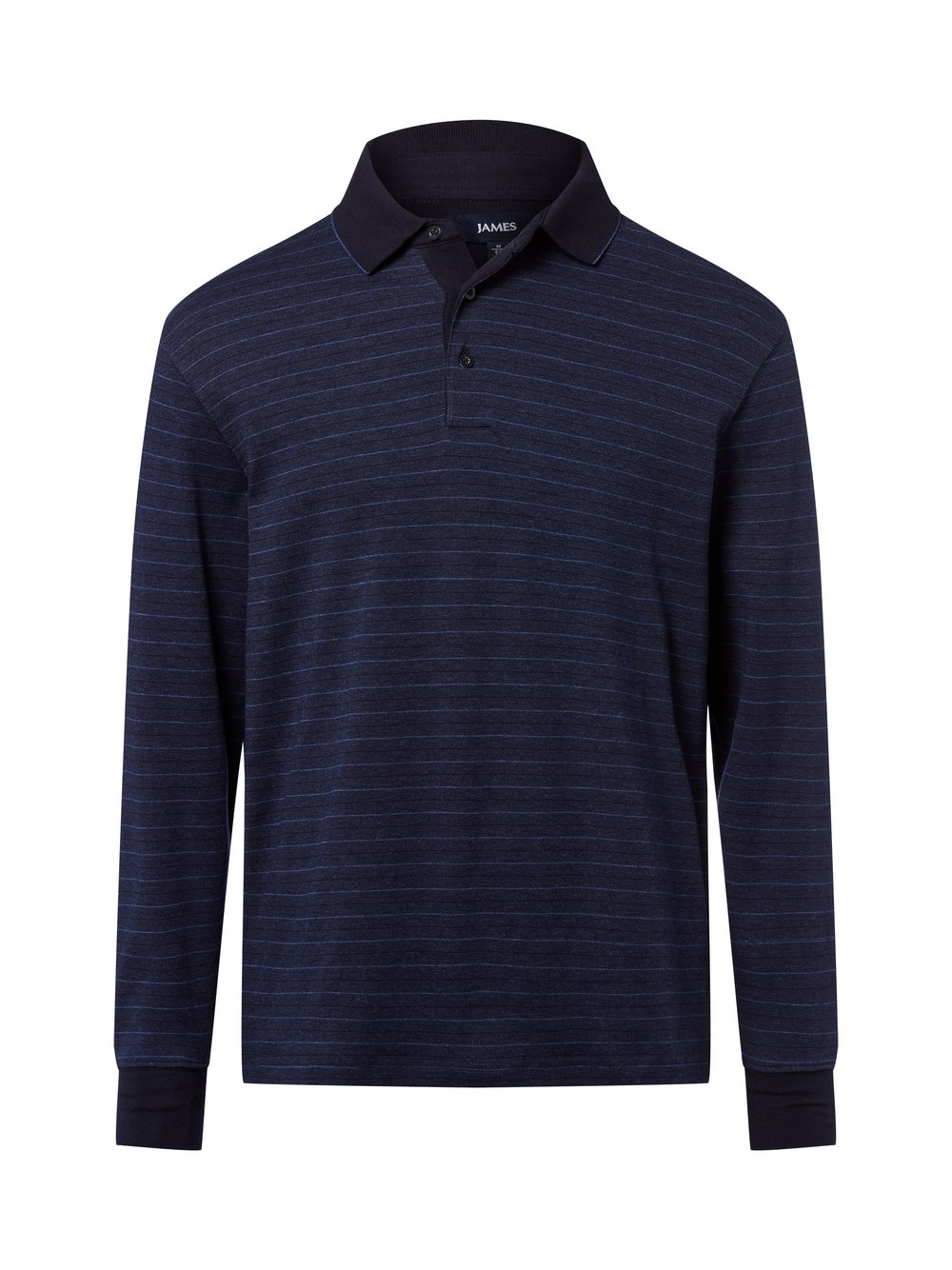 James Langarm-Poloshirt Herren Baumwolle blau gestreift, L