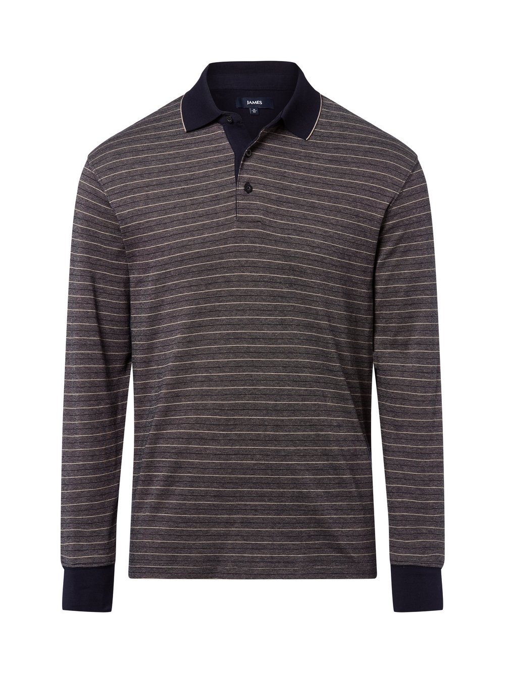 James Langarm-Poloshirt Herren Baumwolle blau gestreift, XXXL
