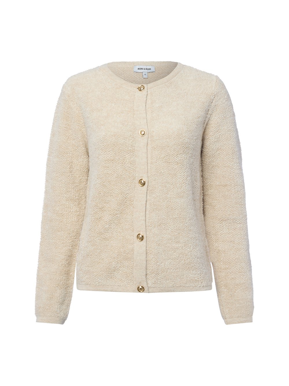 More & More Strickjacke Damen Grobstrick beige meliert, 40