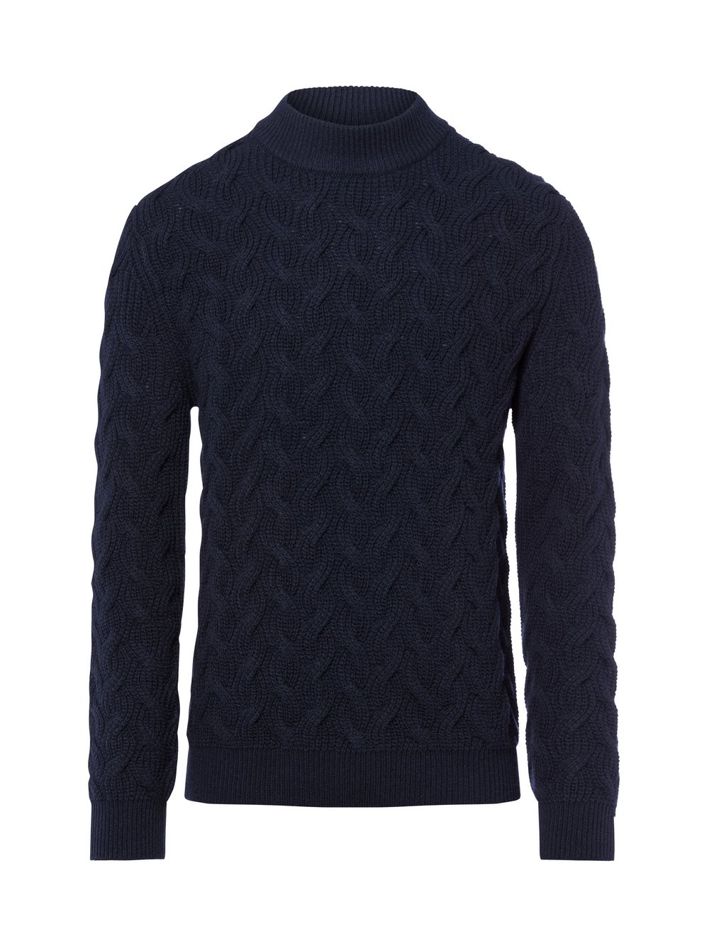 OLYMP SIGNATURE Strickpullover Herren Regular Fit Wolle blau strukturiert, S