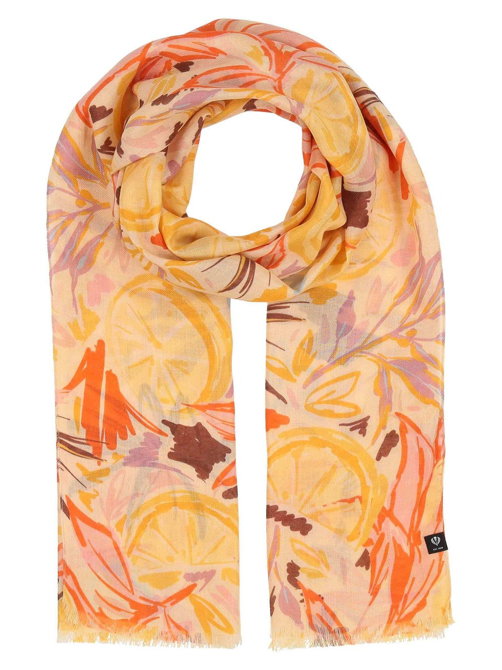 Fraas Schal Damen Viskose gelb gemustert, ONE SIZE