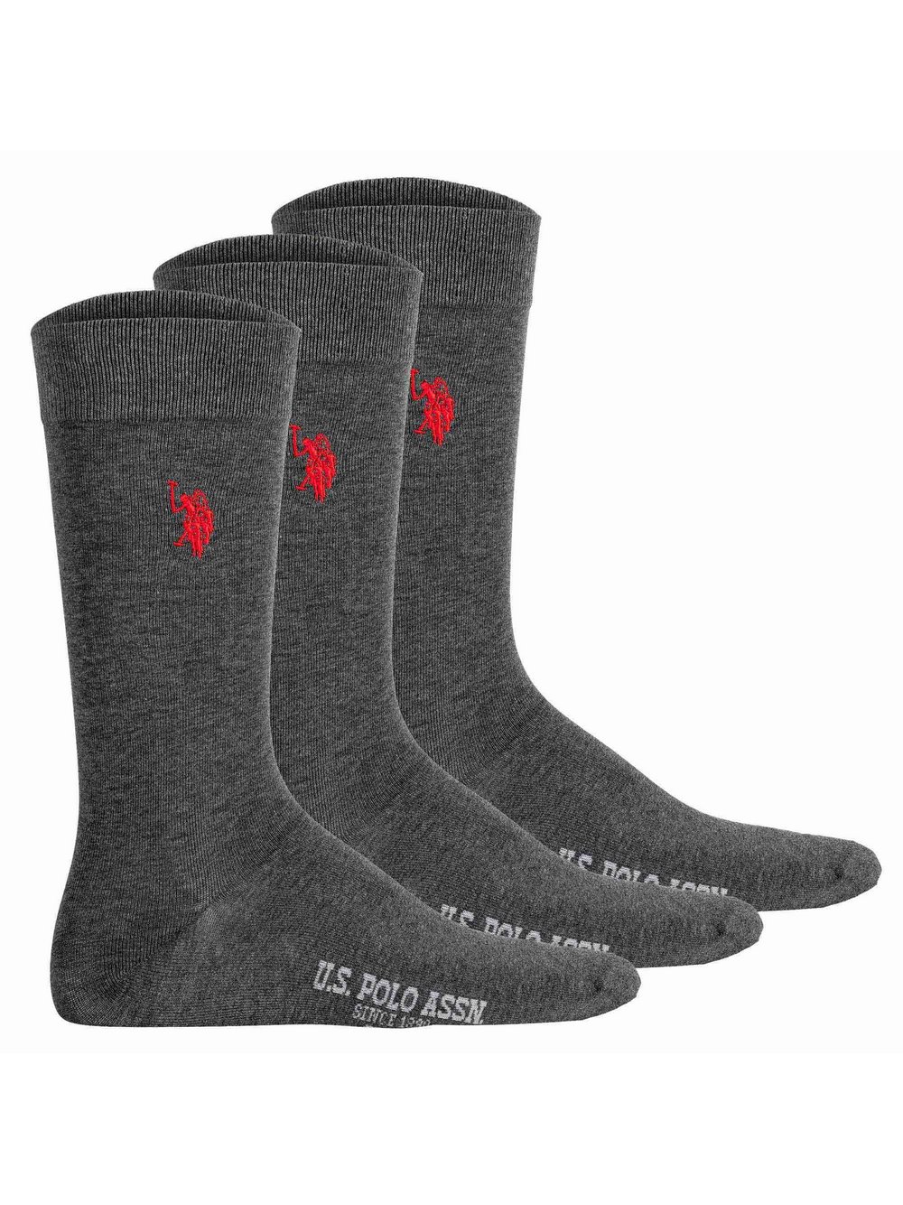 U.S. Polo Assn. Socken 3er Pack Herren Baumwolle grau, 43-46