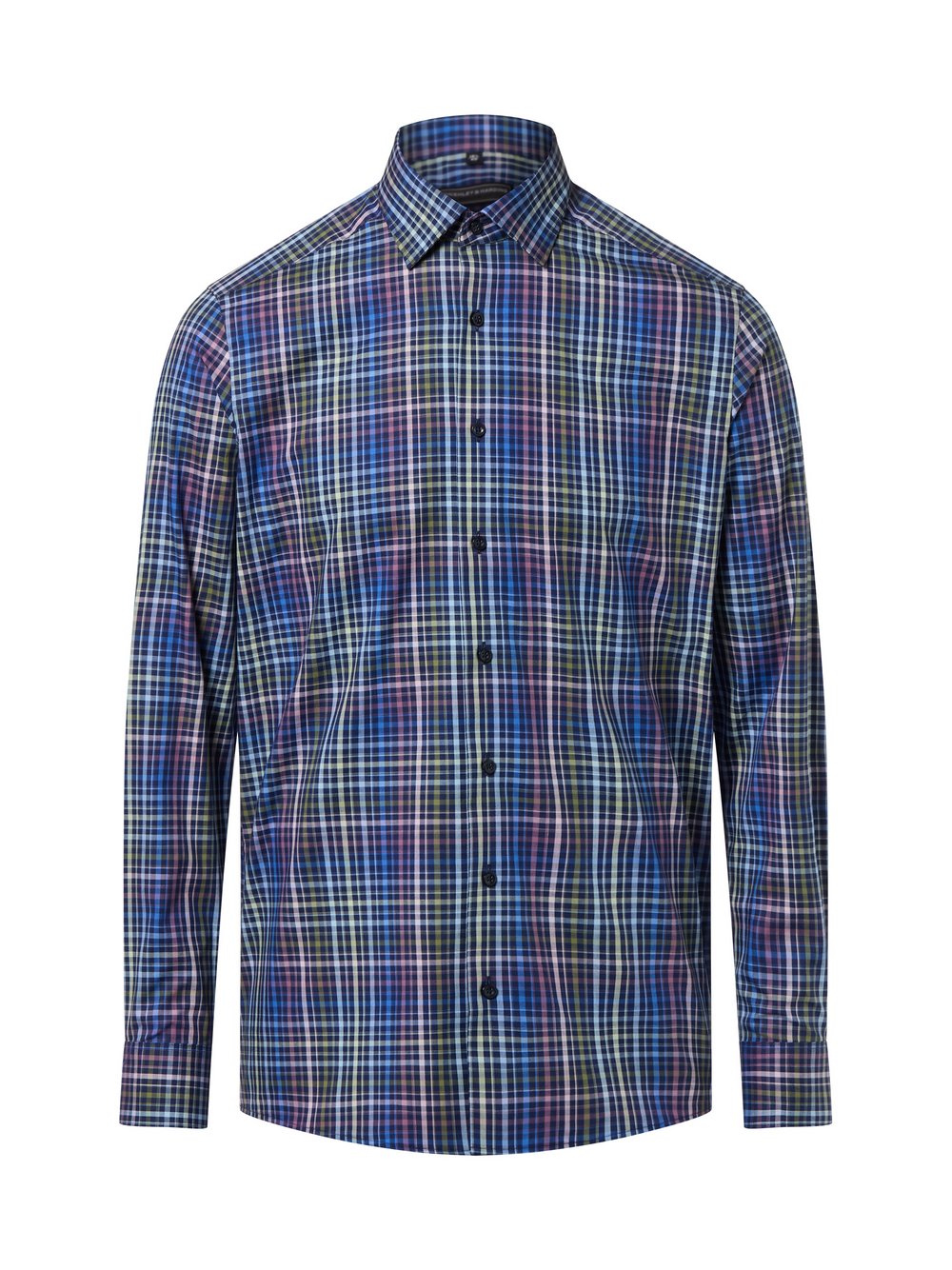 Finshley & Harding Businesshemd Herren Modern Fit Baumwolle blau kariert, 42