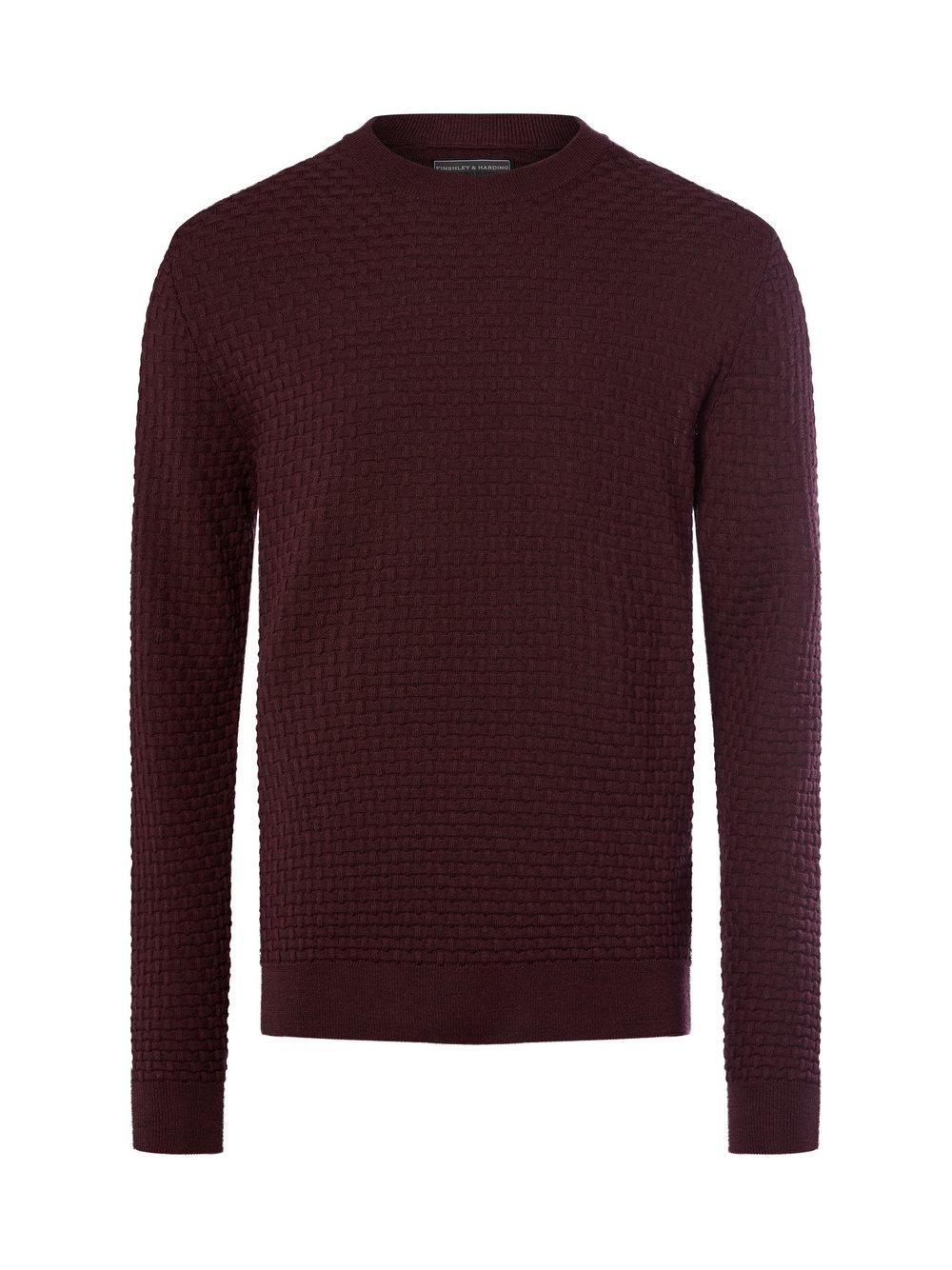 Finshley & Harding Strickpullover mit Schurwoll-Anteil Herren Schurwolle lila strukturiert, XXL
