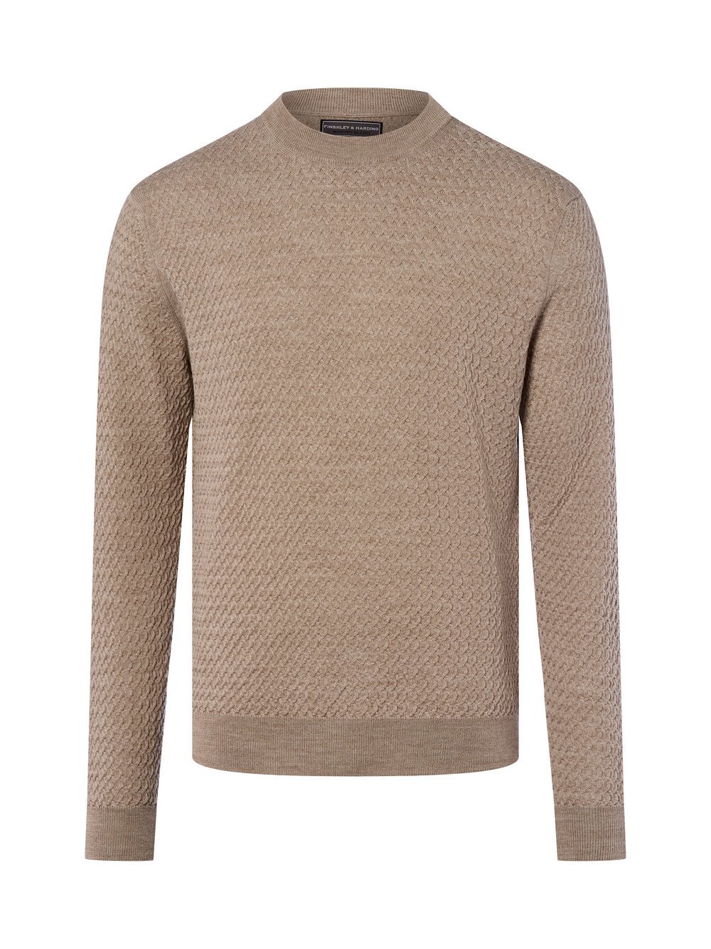 Finshley & Harding Strickpullover Herren Merino braun strukturiert, XL