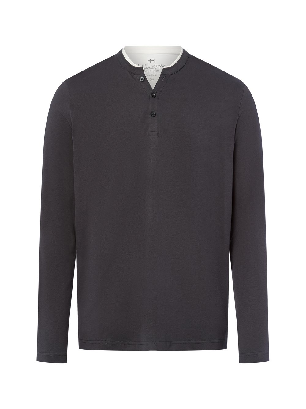 Nils Sundström Langarmshirt Herren Baumwolle schwarz, XXXL