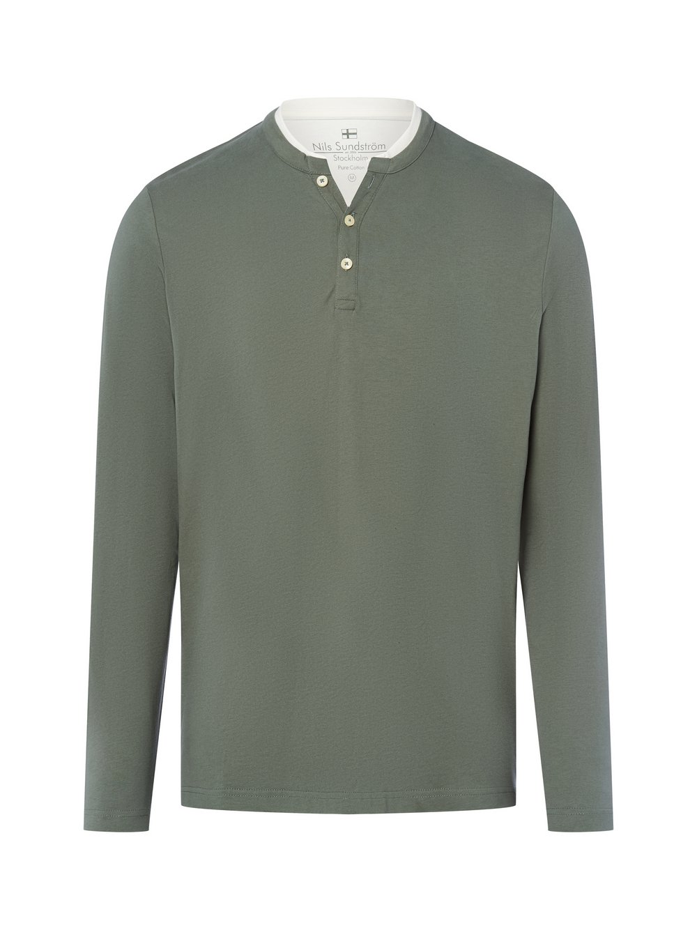 Nils Sundström Langarmshirt Herren Baumwolle grün, M