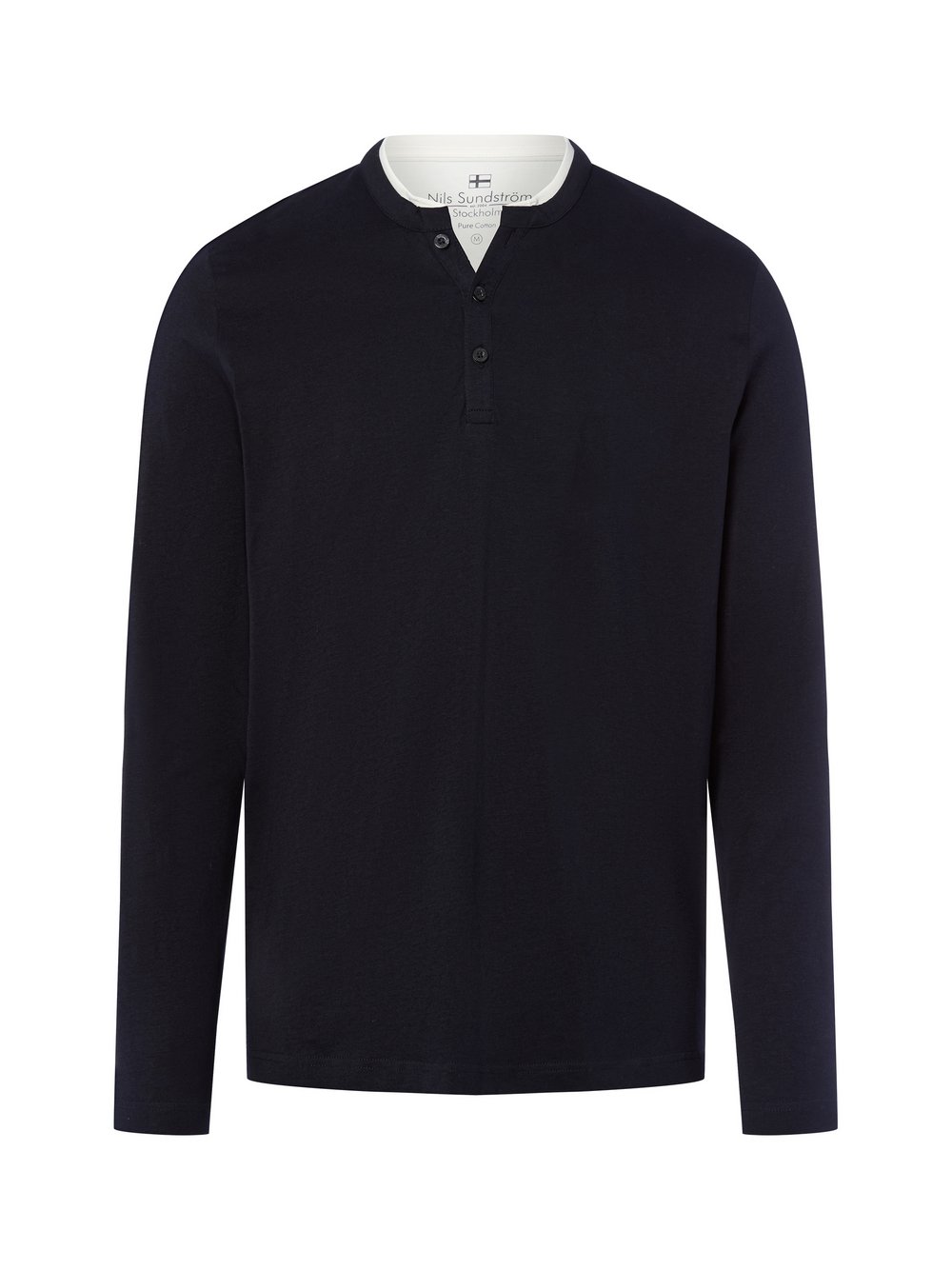 Nils Sundström Langarmshirt Herren Baumwolle blau, L