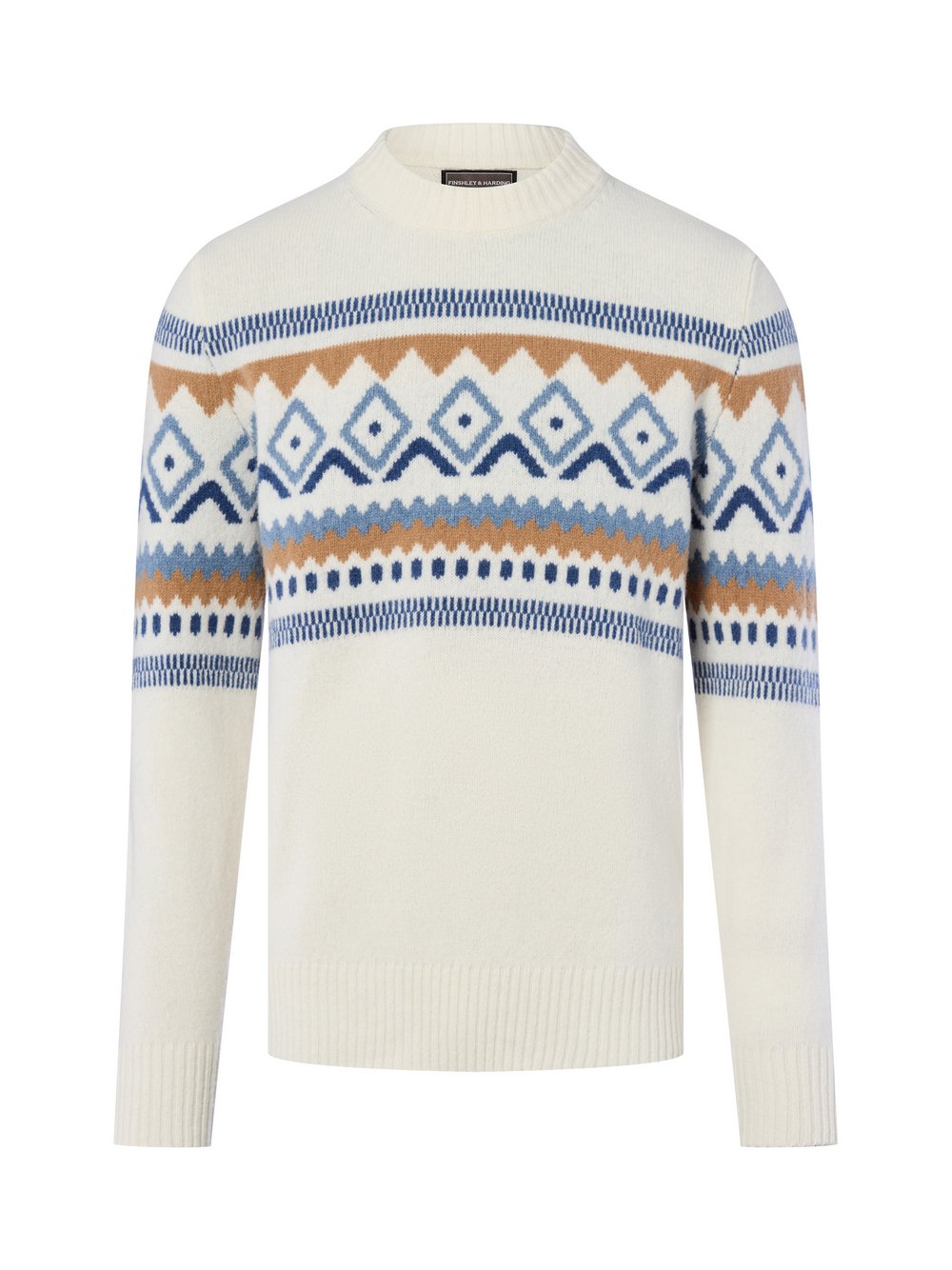 Finshley & Harding Strickpullover mit Wollanteil Herren Wolle mehrfarbig gemustert, XXL