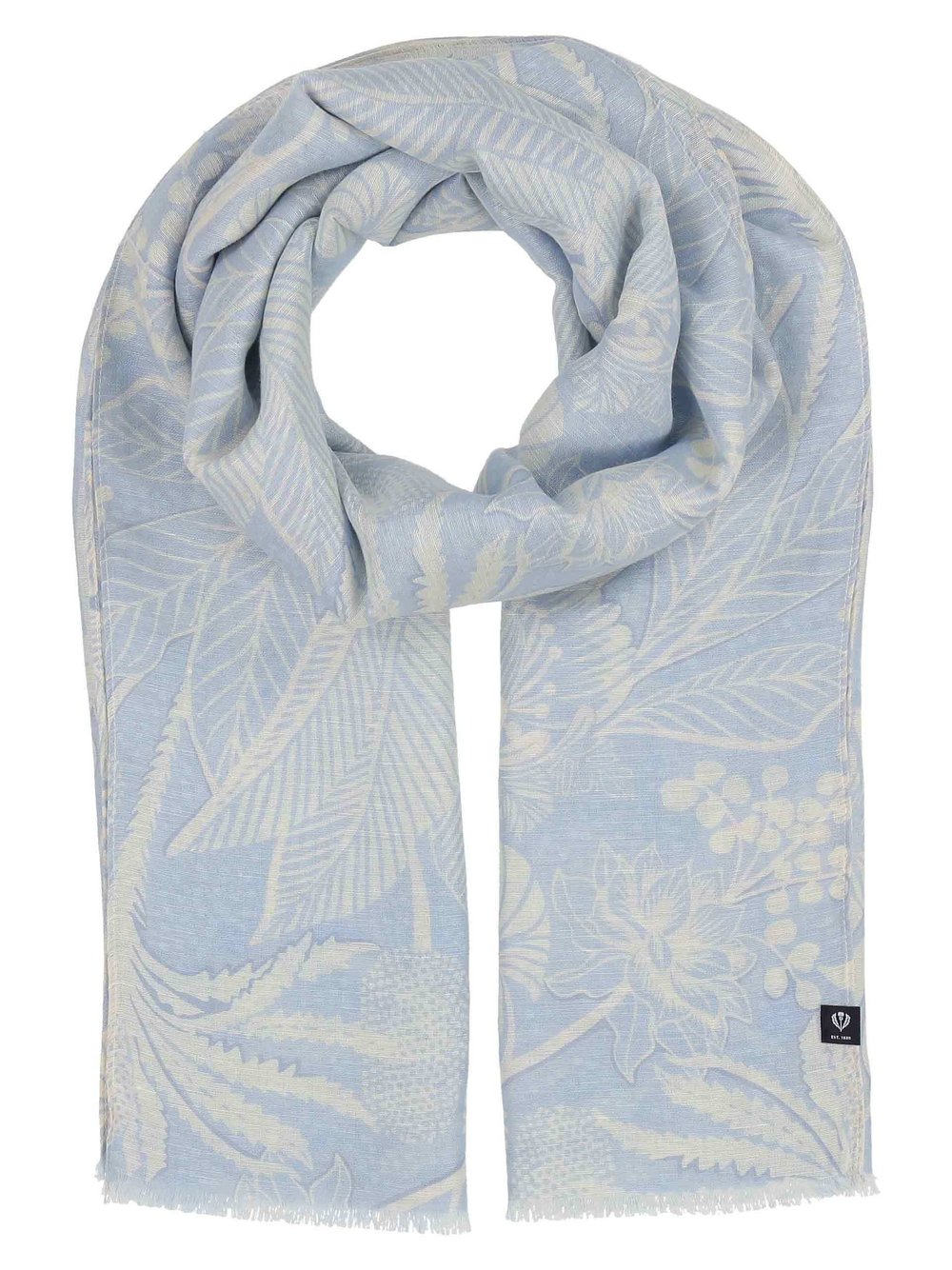 Fraas Schal Damen Hanf blau gemustert, ONE SIZE