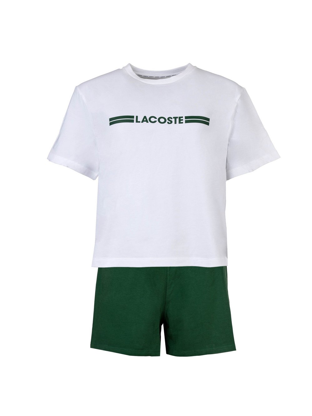 Lacoste Pyjama Damen Baumwolle weiß bedruckt, XL