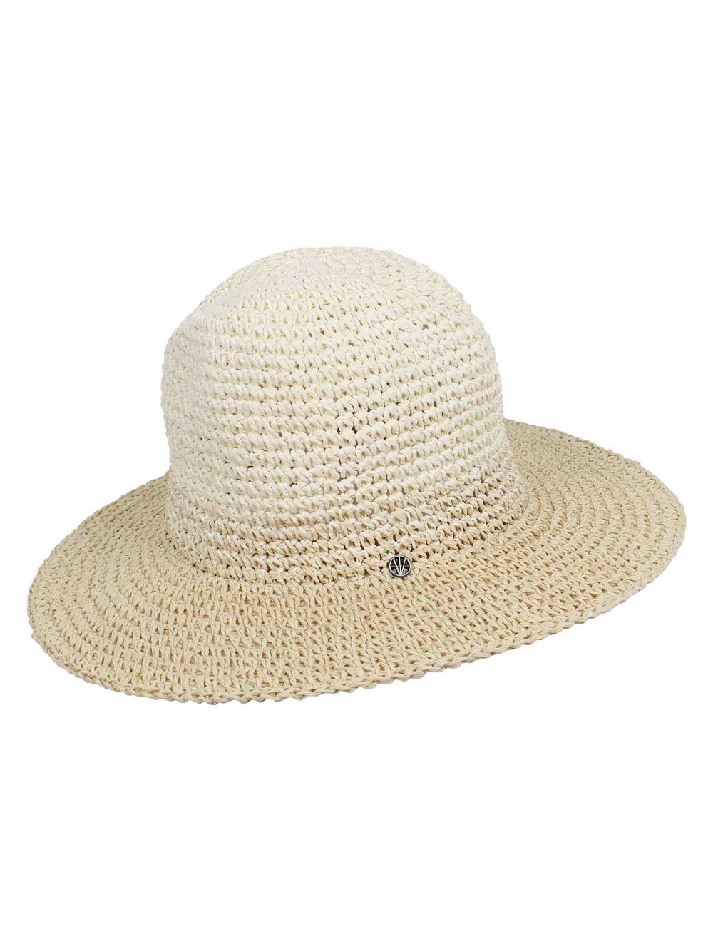 Loevenich Kopfbedeckung Damen Papier beige gestreift, ONE SIZE