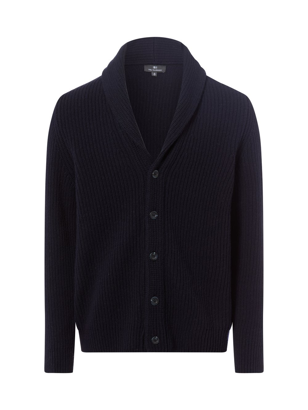 Nils Sundström Strickjacke Herren Rippe blau, XXL