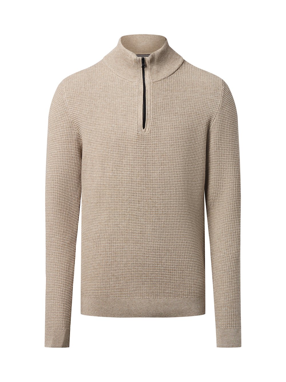 Nils Sundström Strickpullover Herren Baumwolle beige strukturiert, M