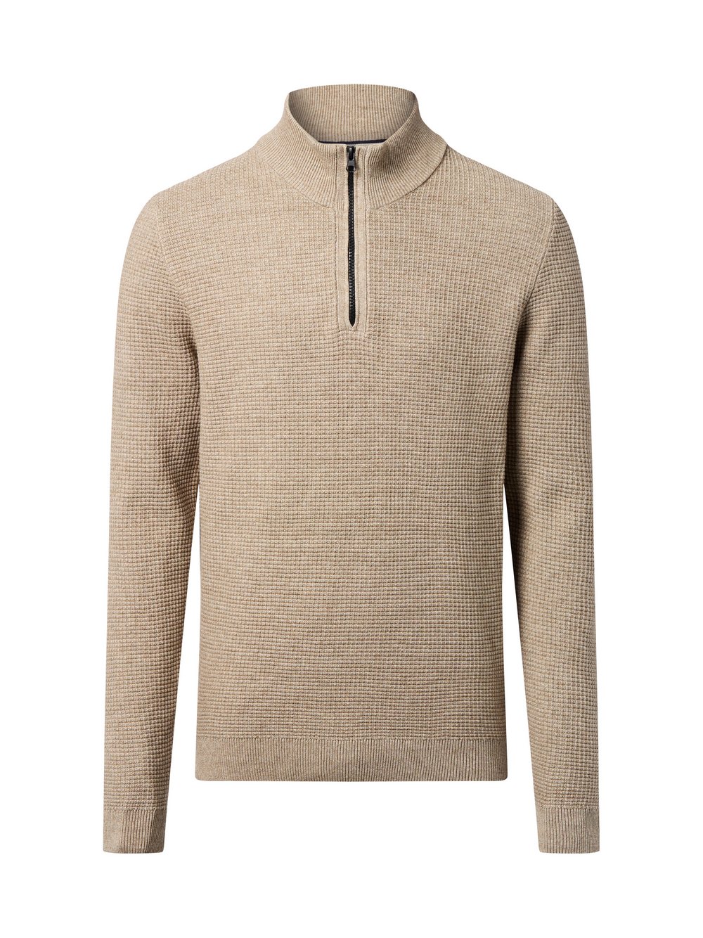 Nils Sundström Strickpullover Herren Baumwolle beige strukturiert, XL