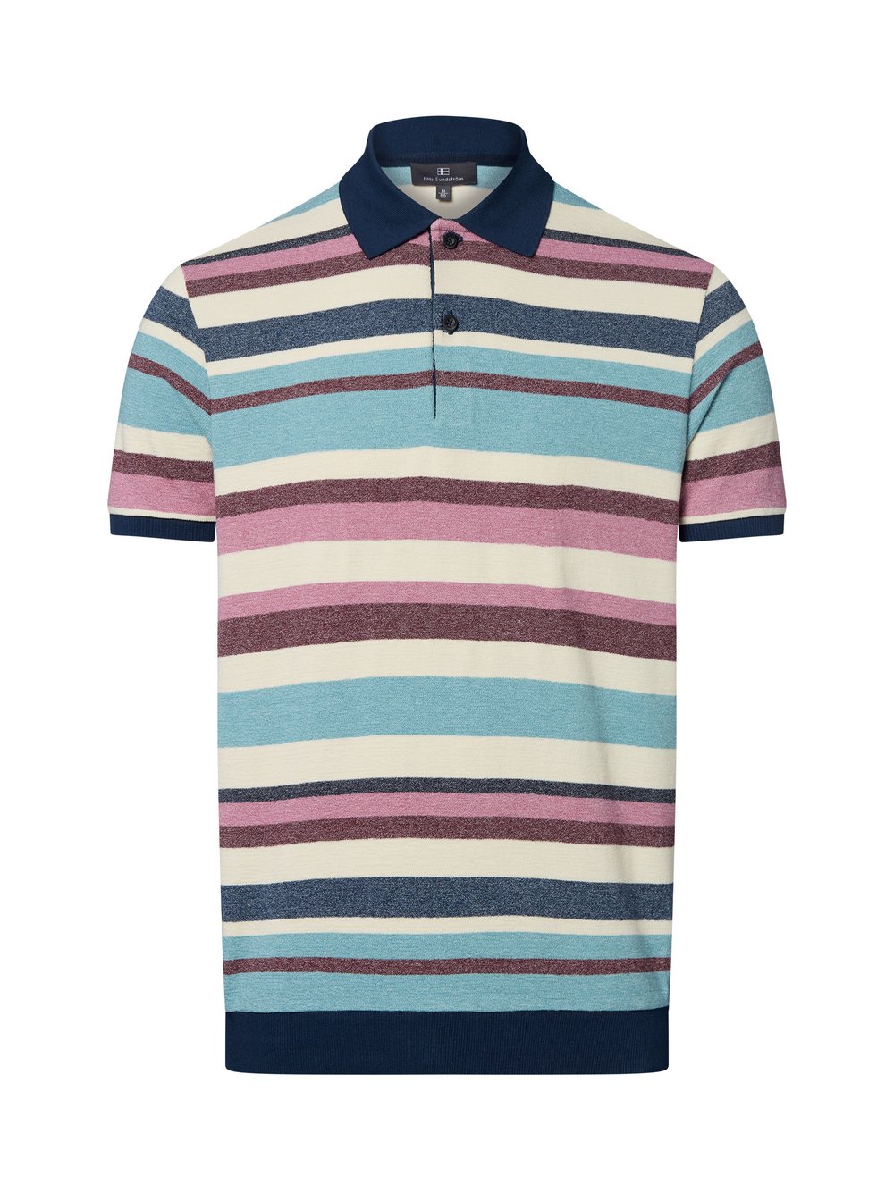 Nils Sundström Poloshirt Herren Baumwolle mehrfarbig gestreift, XL