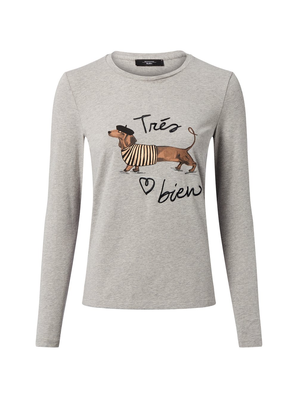 Weekend Max Mara Langarmshirt Damen Baumwolle grau meliert, M