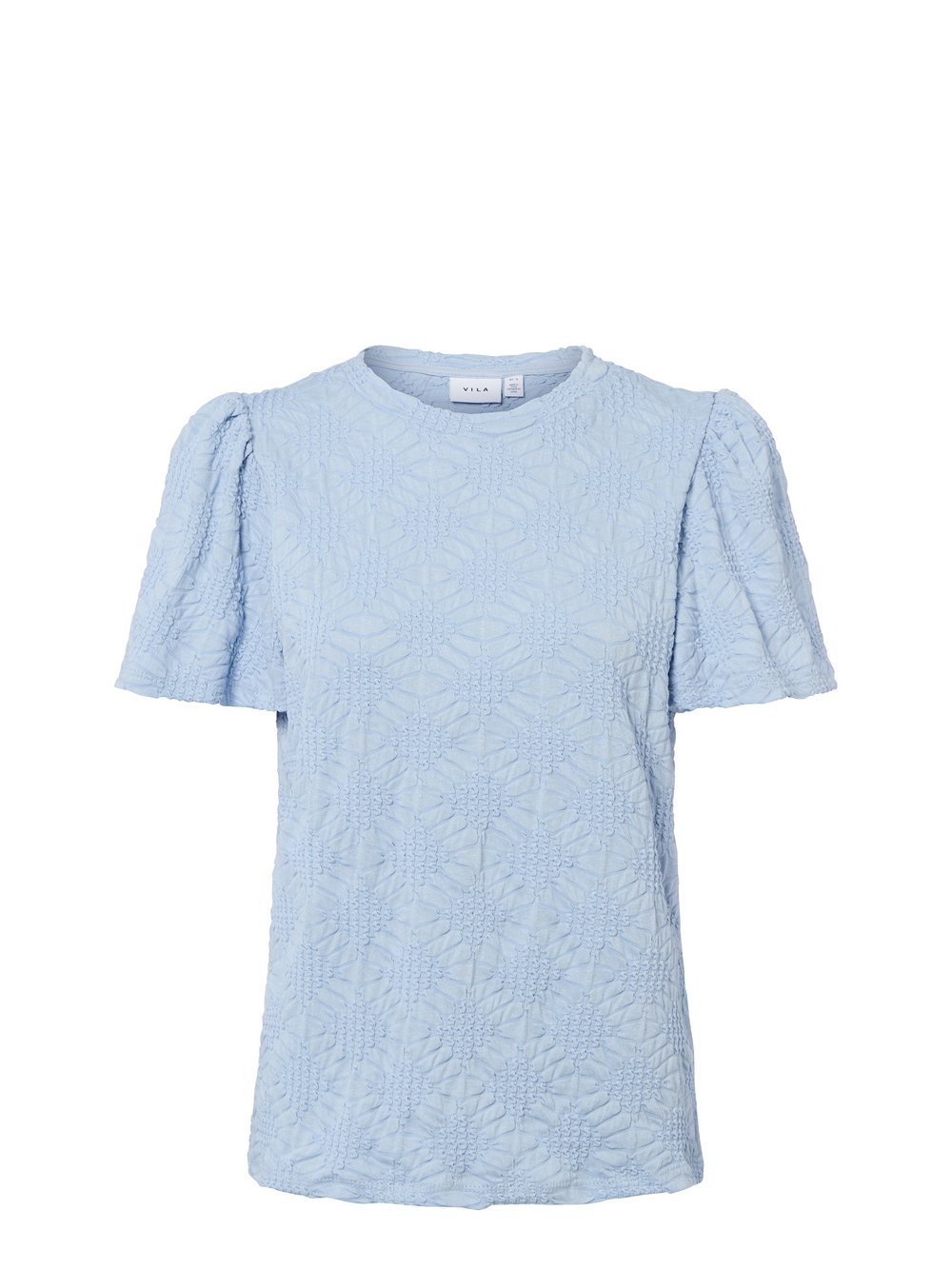 Vila T-Shirt Damen Baumwolle blau strukturiert, XS