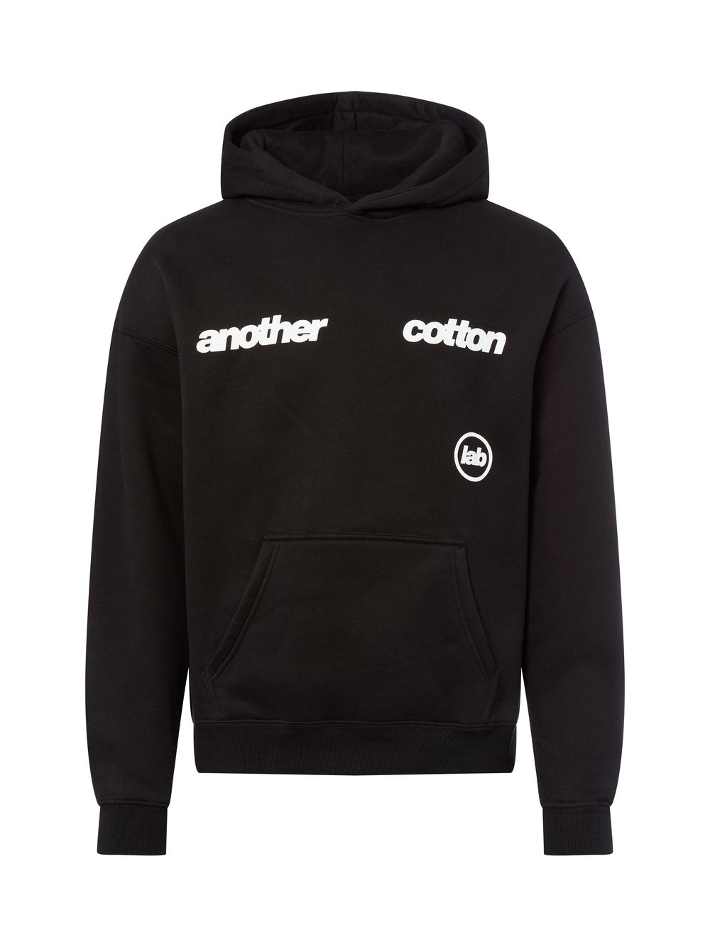 Another Cotton Lab Kapuzenpullover Herren Baumwolle schwarz bedruckt, XS