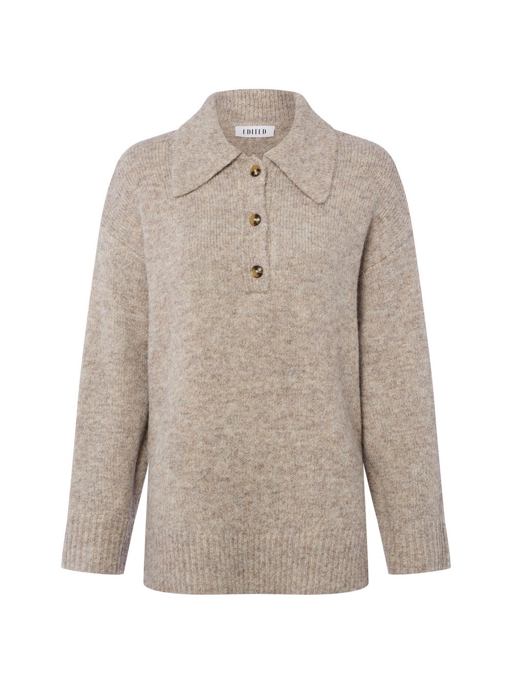 EDITED Strickpullover mit Woll-Anteil Damen braun meliert, 36