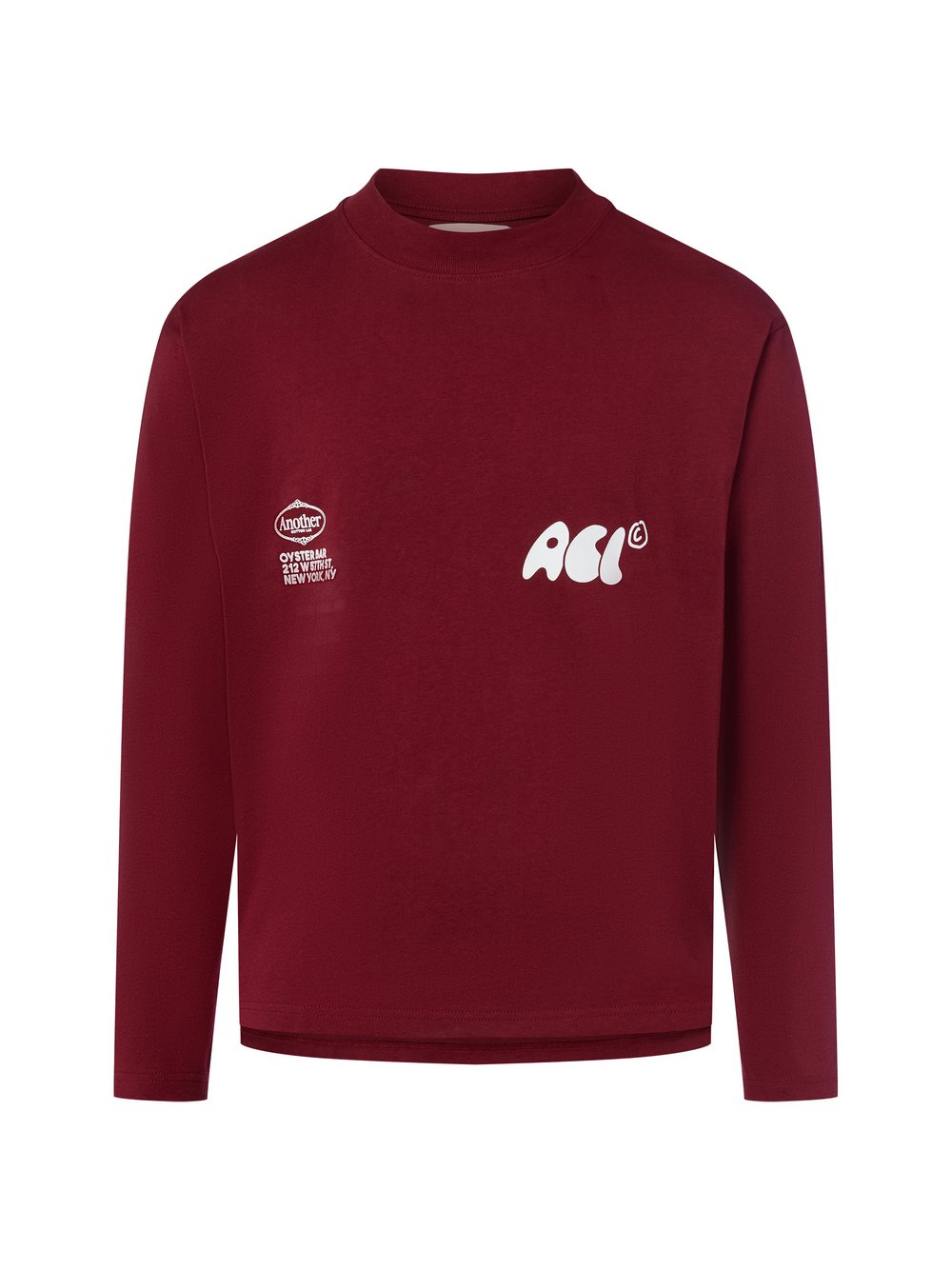 Another Cotton Lab Langarmshirt Herren Baumwolle rot bedruckt, S